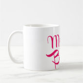 Mutter von Bride Retro Script Hot Pink On White Kaffeetasse (Links)