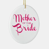 Mutter von Bride Retro Script Hot Pink On White Keramikornament (Rechts)