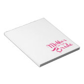 Mutter von Bride Retro Script Hot Pink On White Notizblock (angewinkelt)