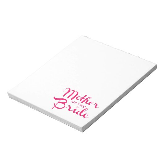 Mutter von Bride Retro Script Hot Pink On White Notizblock (Rotiert)