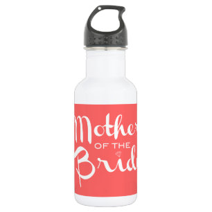 Mutter von Bride Retro Script White auf Peach Edelstahlflasche
