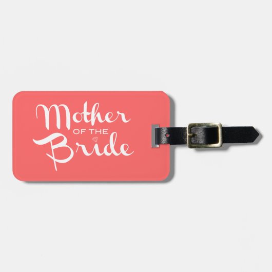 Mutter von Bride Retro Script White auf Peach Gepäckanhänger (Vorderseite horizontal)