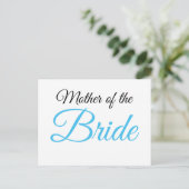 Mutter von Bride Script Blue Postkarte (Stehend Vorderseite)
