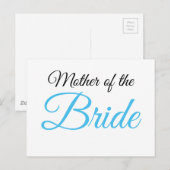 Mutter von Bride Script Blue Postkarte (Vorne/Hinten)