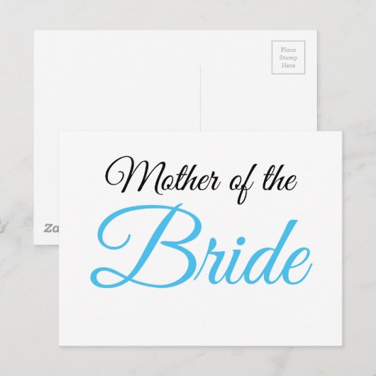Mutter von Bride Script Blue Postkarte (Vorne/Hinten)