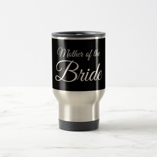 Mutter von Bride Script White auf schwarz Reisebecher (Mittel)