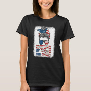 Mutter von Choice Pro Wahl Messy Bun US Flag Frau T-Shirt