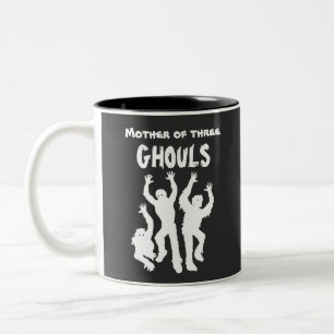 Mutter von drei Ghulen lustiger Halloween-Kaffeebe Zweifarbige Tasse