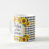 Mutter von Groom Personalisiert Gingham Sunflowers Kaffeetasse (Vorderseite Links)