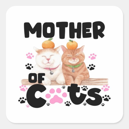 Mutter von Katzen Quadratischer Aufkleber (Vorderseite)