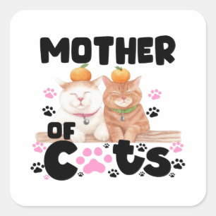 Mutter von Katzen Quadratischer Aufkleber