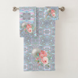 Mutter von Pearl Abalone Pink Roses Badhandtuch Set
