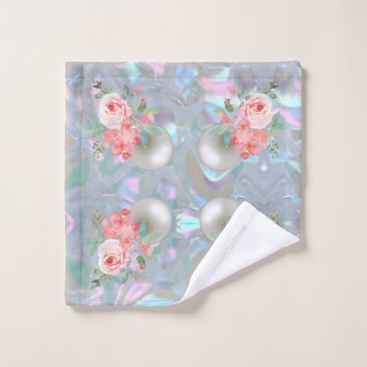 Mutter von Pearl Abalone Pink Roses Badhandtuch Set (Waschlappen)