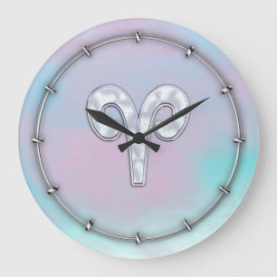 Mutter von Pearl Aries Zodiac Symbol Decor Große Wanduhr