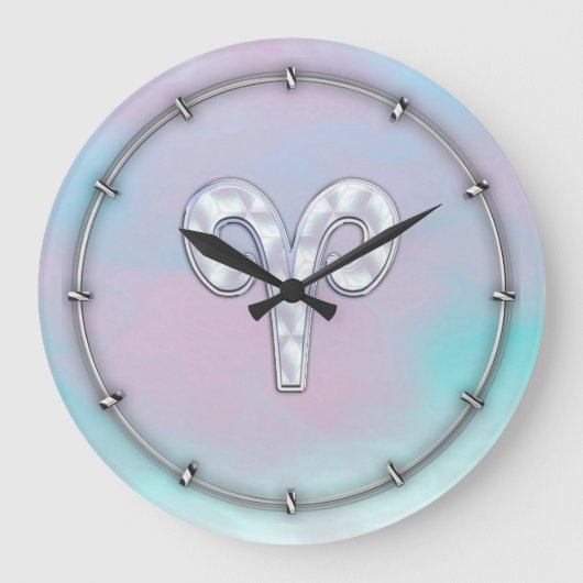 Mutter von Pearl Aries Zodiac Symbol Decor Große Wanduhr (Vorderseite)