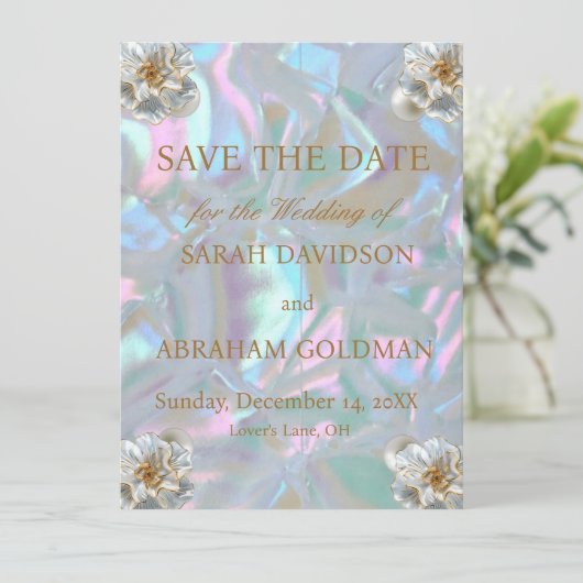 Mutter von Pearl Elegant Wedding Save the Date Einladung (Stehend Vorderseite)