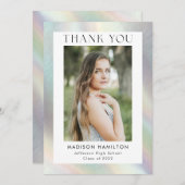 Mutter von Pearl Holographic Foto Abschluss Dankeskarte (Vorne/Hinten)