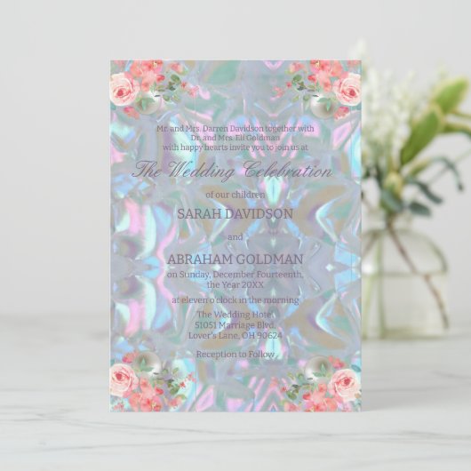 Mutter von Pearl Iridescent Elegant Wedding Einladung (Stehend Vorderseite)