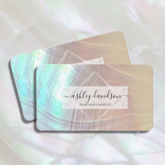 Mutter von Pearl Iridescent Seashell Business Card Visitenkarte