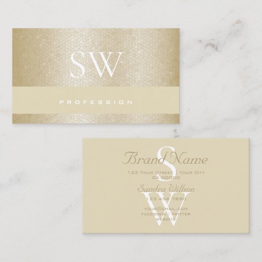 Mutter von Pearl Pastel Beige Muster mit Initialen Visitenkarte (Vorne/Hinten)