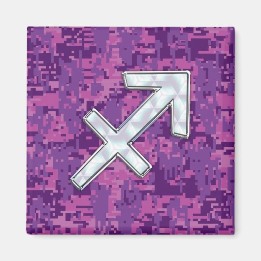 Mutter von Pearl Sagittarius Symbol Fuchsia Camouf Magnet (Vorne)
