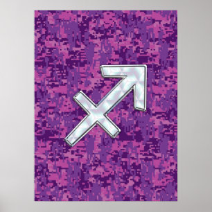 Mutter von Pearl Sagittarius Symbol Fuchsia Camouf Poster