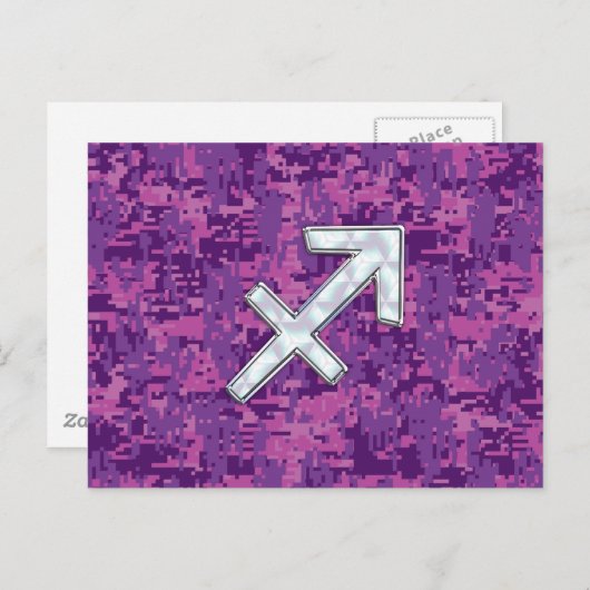 Mutter von Pearl Sagittarius Symbol Fuchsia Camouf Postkarte (Vorne/Hinten)