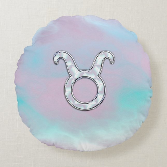 Mutter von Pearl Style Taurus Zodiac Horoskop Rundes Kissen (Vorderseite)