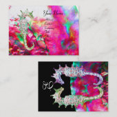 MUTTER VON PEARL UND SEEPFERDEN MONOGRAM, rosa Fuc Visitenkarte (Vorne/Hinten)