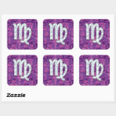 Mutter von Pearl Virgo Zodiac auf Pink Digital Cam Quadratischer Aufkleber (Blatt)