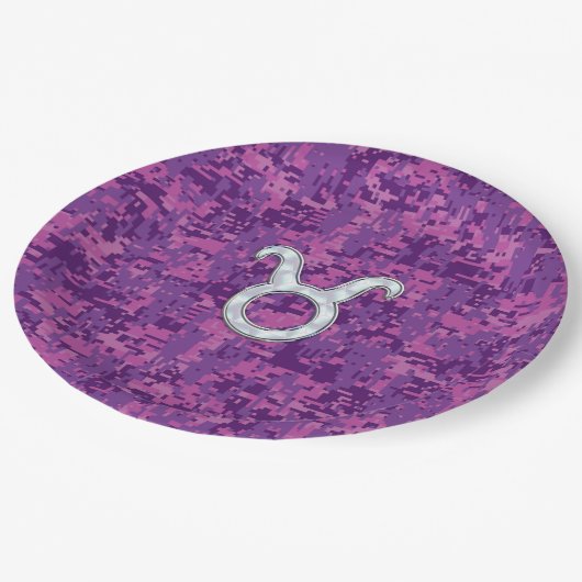 Mutter von Perle wie Taurus Symbol auf der digital Pappteller (Schrägansicht)