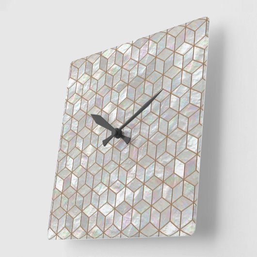 Mutter von Perlsteinen Quadratische Wanduhr (Winkel)