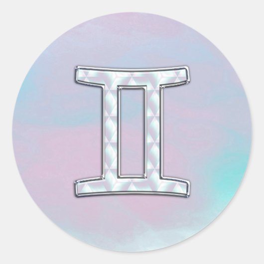 Mutter von Perlstil Gemini Zeichen Runder Aufkleber (Vorderseite)