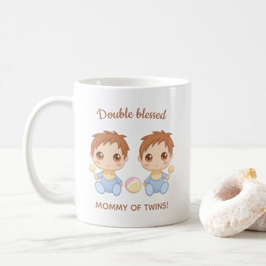 Mutter von Twins Baby Boys Kaffeetasse (Mit Donut)