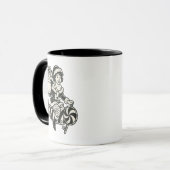 Mutter Weihnachten auf Gerstenzucker-Rakete. Tasse (Vorderseite Links)