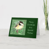Mutter Weihnachten Chickadee Bird Holly Natur Kuns (Vorderseite)