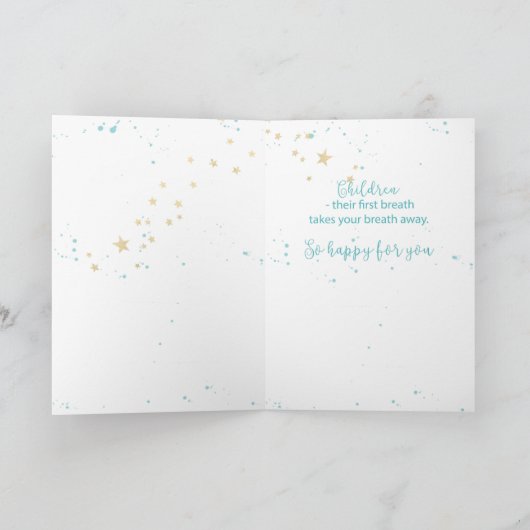 Mutter werden, Glückwünsche, Baby in Sternen Karte (Innenseite)