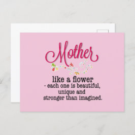 Mutter wie eine Blume, jede ist wunderschön Postkarte