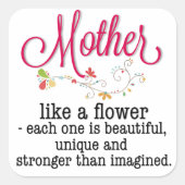Mutter wie eine Blume, jede ist wunderschön Quadratischer Aufkleber (Vorderseite)