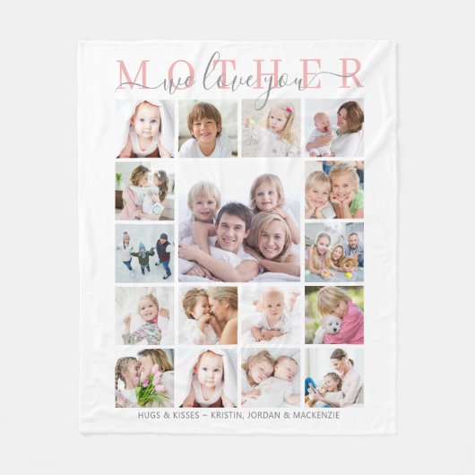 Mutter Wir Liebe Sie 17 Foto Script Personalisiert Fleecedecke (Vorderseite)