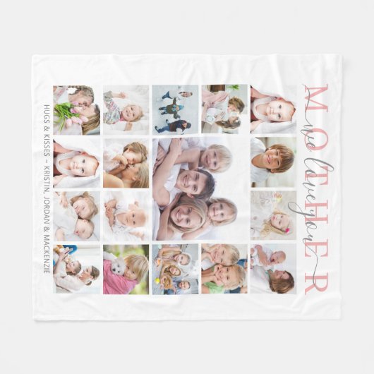 Mutter Wir Liebe Sie 17 Foto Script Personalisiert Fleecedecke (Vorderseite (Horizontal))