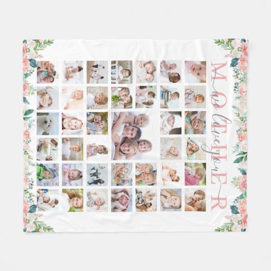 Mutter wir Liebe Sie 39 Foto handgeschriebene Blum Fleecedecke (Vorderseite (Horizontal))
