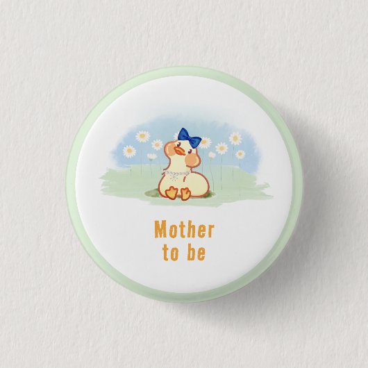 Mutter Wird Bald Silly Goose Daisy Flower Babypart Button (Vorderseite)