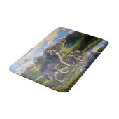 Mutter Wolf & Welpen Bergflusstal Badematte (Schrägansicht)