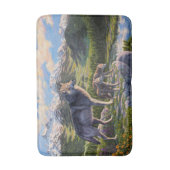 Mutter Wolf & Welpen Bergflusstal Badematte (Vorderseite Vertikal)