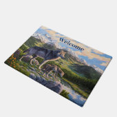 Mutter Wolf & Welpen Bergflusstal Fußmatte (Schrägansicht)