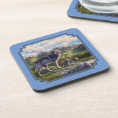 Mutter Wolf & Welpen Bergflusstal Getränkeuntersetzer (Linke Seite)