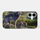 Mutter Wolf & Welpen Bergflusstal iPhone 16 Hülle (Rückseite (Horizontal))
