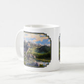 Mutter Wolf & Welpen Bergflusstal Kaffeetasse (Vorderseite Links)