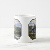 Mutter Wolf & Welpen Bergflusstal Kaffeetasse (Mittel)